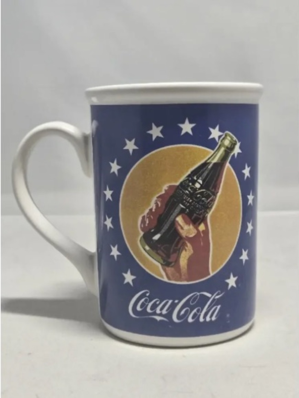 2000s Coca-Cola Patriotic "Forever Coke" Coffee Mug 14oz R/W/B Stars Stripes
